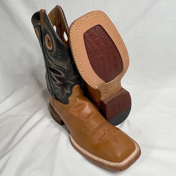 Justin Men's 10 EE Caddo BENT RAIL Western SQUARE TOE Boot Copper Brown BR740 - Picture 8 of 12